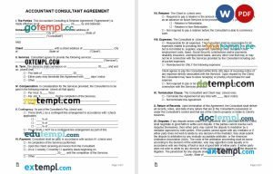 free accountant consultant service agreement template, Word and PDF format
