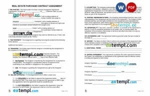free advanced real estate purchase contract assignment template, Word and PDF format