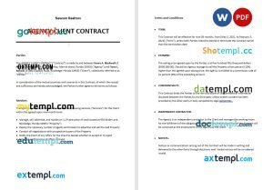 free agency client contract template, Word and PDF format