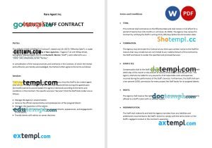 free agency staff contract template in Word and PDF format