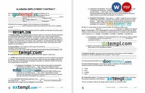 free alabama employment contract template, Word and PDF format