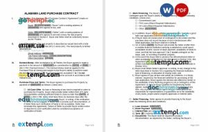 free alabama land contract template, Word and PDF format