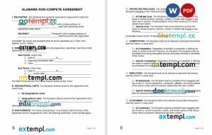 free alabama non-compete agreement template, Word and PDF format