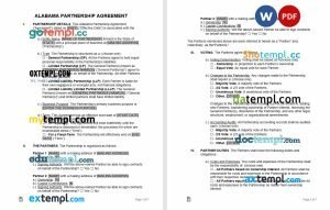 free alabama partnership agreement template, Word and PDF format