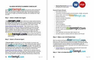 free alaska estate planning checklist template, Word and PDF format