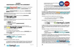 free alaska independent contractor agreement template, Word and PDF format