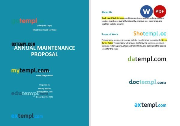 free annual maintenance contract proposal template in Word and PDF format