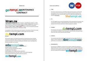 free annual maintenance contract template, Word and PDF format