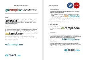free apartment rental contract template in Word and PDF format