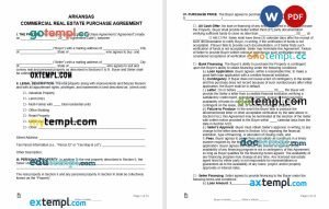 free Arkansas Commercial Real Estate purchase agreement template Word and PDF format, version 2