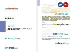 free artist management contract template, Word and PDF format