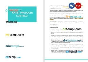 free artist producer contract template, Word and PDF format