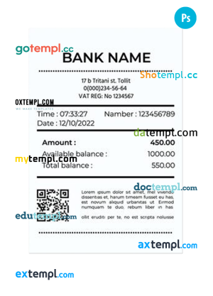 TYRES SHOP payment receipt PSD template