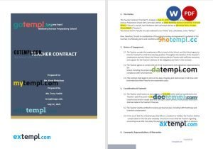 free basic school contract template in Word and PDF format