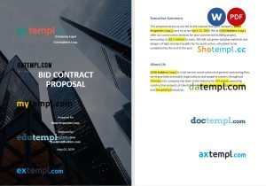 free bid contract proposal template in Word and PDF format