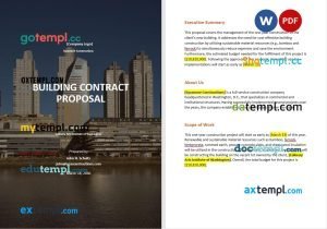 free building contract proposal template in Word and PDF format