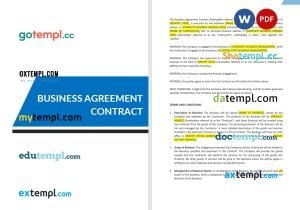 free business agreement contract template in Word and PDF format