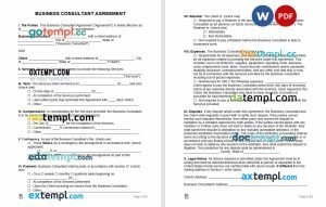 free business consultant agreement template, Word and PDF format