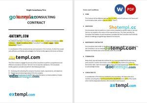 free business consulting contract template in Word and PDF format