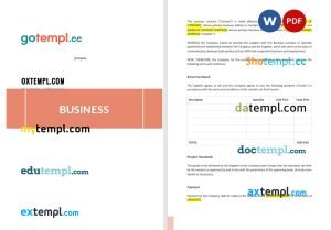 free business contract template in Word and PDF format