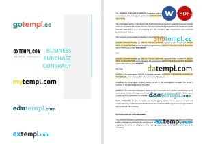 free business purchase contract template in Word and PDF format