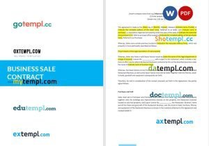 free business sale contract in Word and PDF format