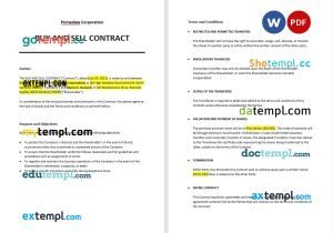 free buy and sell contract template, Word and PDF format