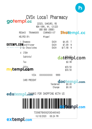 HERBAL MEDICAL payment receipt PSD template