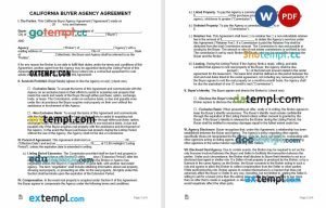 free california buyer agency agreement template, Word and PDF format