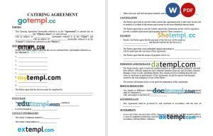 free catering contract agreement template, Word and PDF format