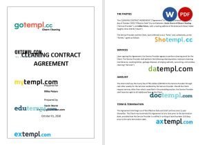 free cleaning contract agreement template in Word and PDF format