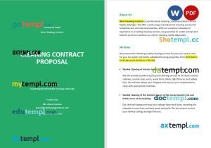 free cleaning contract proposal template in Word and PDF format