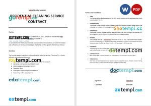 free cleaning services contract self employed, Word and PDF format