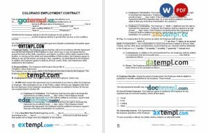 free colorado employment contract template, Word and PDF format