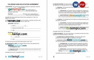 free colorado non-solicitation agreement template, Word and PDF format