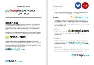 free commercial agency contract template in Word and PDF format