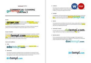free commercial cleaning contract template in Word and PDF format