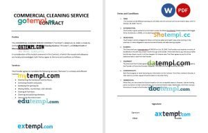 free commercial cleaning service contract template in Word and PDF format