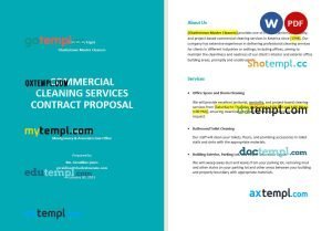 free commercial cleaning services contract proposal in template in Word and PDF format