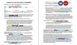 free connecticut buyer agency agreement template, Word and PDF format