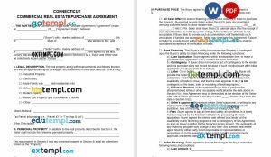 free connecticut commercial real estate purchase agreement template, Word and PDF format