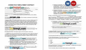 free connecticut employment contract template, Word and PDF format