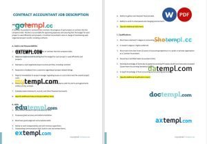 free contract accountant job description template, Word and PDF format