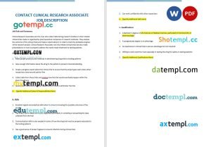 free contract clinical research associate job ad and description template, Word and PDF formatv
