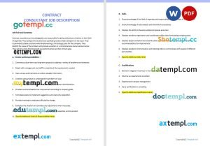 free contract consultant job ad and description template, Word and PDF format