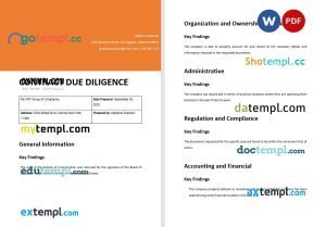 free contract due diligence template, Word and PDF format