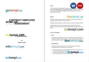 free contract employee agreement template, Word and PDF format