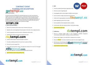 free contract event planner job description template, Word and PDF format