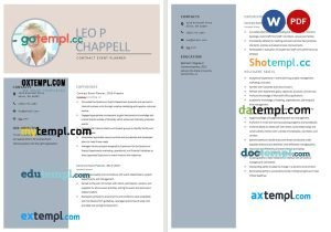 free contract event planner resume template, Word and PDF format