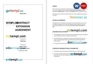 free contract extension agreement template, Word and PDF format
